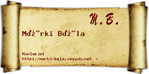 Márki Béla névjegykártya