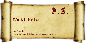 Márki Béla névjegykártya